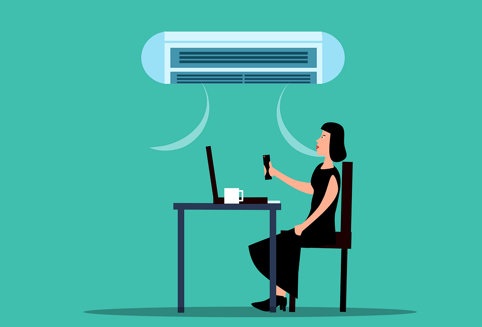 Woman, Air Conditioning, Cold, Temperature, Office