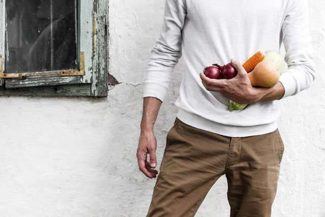 man with fruits