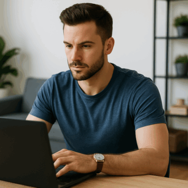 man infront of pc